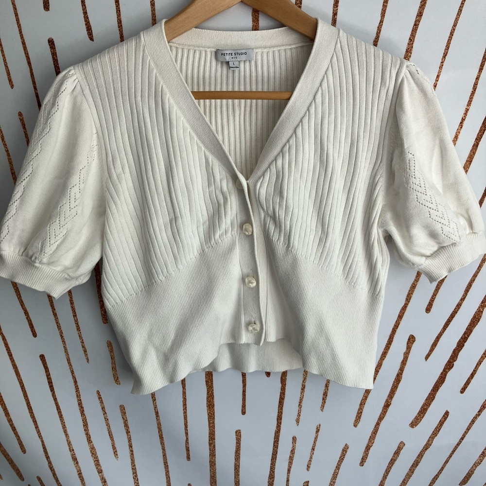 Petite Studio NYC Women's 100% Cotton Cropped Sweater